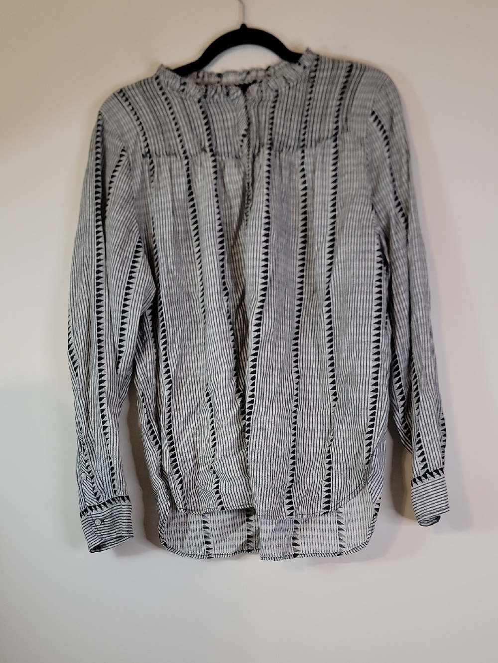J. Crew Black and White Striped Lightweight Shirt